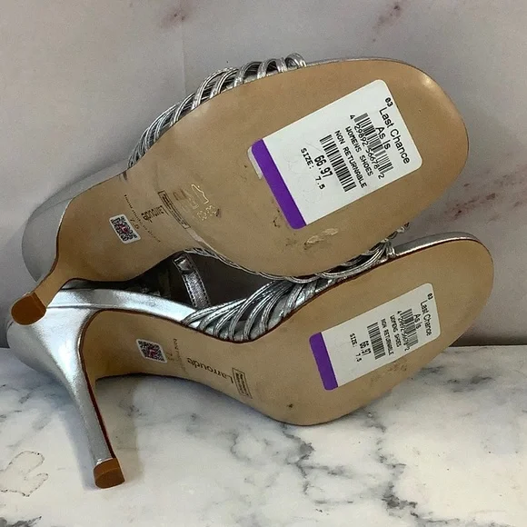 NWT Larroude Silver Slingback Heels with Peep-Toe Design Size 7.5 - Picture 6 of 6